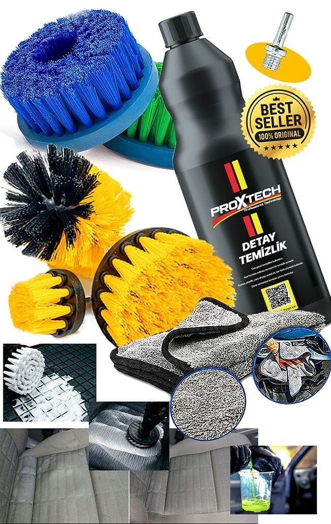 Detay Temizlik 7 Parça Oto Temizleme Kuaför İç-Dış Detaylı Temizlik Bakım Koltuk Fırçalama Set