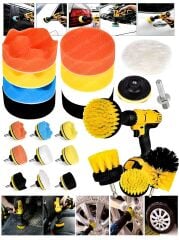 Pro 14 Pasta Cila Polisaj Süngeri Seti 115mm Matkap Uyumlu Pasta Cila Fırçalama  Parlatma Seti