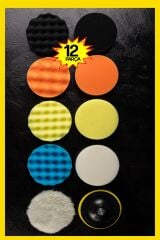 Oto Temizlik  Parlatma 12 Parça Pasta Cila Polisaj Süngeri Matkapa Uyumlu Fırça Seti Parlatma Kit