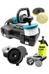 Profesyonel  Devir Ayarlı Koltuk Yıkama Pasta Cila Polisaj Makinesi  Su Sıçratmaz Fırça Hediye Set