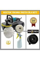 Profesyonel  Devirli Koltuk Halı Yıkama  Pasta Cila Polisaj Makinesi  Su Sıçratmaz Fırça Hediye Set