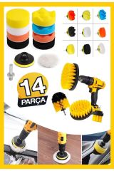 Profesyonel Combo Temizlik 14Parça Pasta Cila Polisaj Süngeri Matkapa Uyumlu Fırça Seti Parlatma Kit