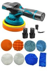 Orbital Kablosuz Akülü Lityum 2x Batarya 6 Devir Ayarlı  Detay Pasta Cila Zımpara Polisaj Makinesi
