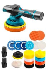 Orbital Kablosuz Akülü Lityum 2x Batarya 6 Devir Ayarlı  Detay Pasta Cila Polisaj Makinesi Ful Takım