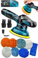 Orbital Kablosuz Akülü Lityum 2x Batarya 6 Devir Ayarlı  Detay Pasta Cila Polisaj Makinesi Ful Set