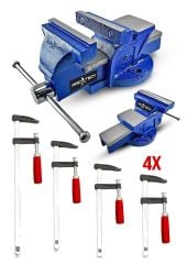 5 Parça Portek Masa Tezgah Mengenesi 80mm  F Tipi Ahşap Çelik Mobilyacı İşkencesi Kıskaç İşkence