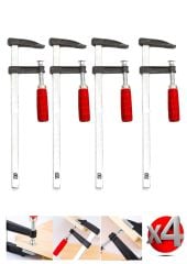 Yüksek Kalite 200MM F Tipi Ahşap Çelik Mobilyacı Mengene Kıskaç Işkence 4lü SET-200MM