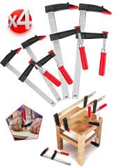 Premium Kalite 400,300,200,150mm F Tipi Ahşap Çelik Mobilyacı Mengene Kıskaç Işkence 4 Set