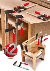 Premium Kalite 2 Adet 300mm F Tipi Ahşap Çelik Mobilyacı Mengene Kıskaç Işkencesi 2x300