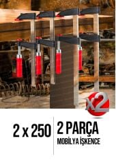 Premium Kalite 2 Adet 250mm F Tipi Ahşap Çelik Mobilyacı Mengene Kıskaç Işkencesi 2x250