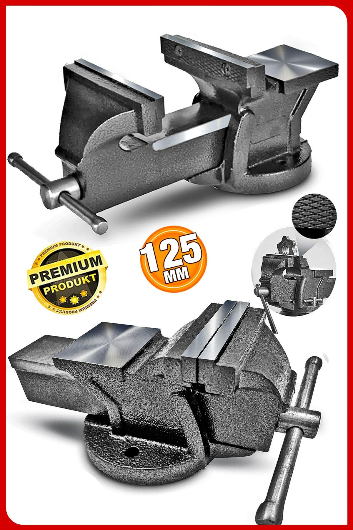 Profesyonel Ağır Hizmet Yüksek Hassasiyetli Kırılmaz Örslü Masa Tezgah Mengenesi 125 mm