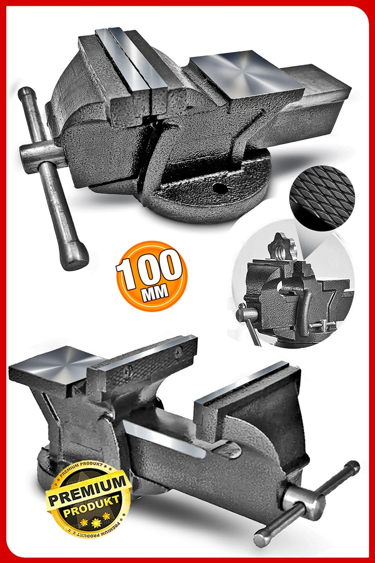 Profesyonel Ağır Hizmet Yüksek Hassasiyetli Kırılmaz Örslü Masa Tezgah Mengenesi 100 mm