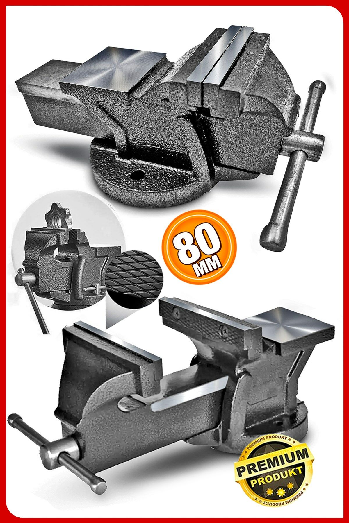 Profesyonel Ağır Hizmet Yüksek Hassasiyetli Kırılmaz Örslü Masa Tezgah Mengenesi 80 mm