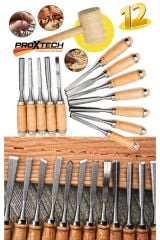 13Parça Profesyonel Ahşap Oyma Kesme İskarpelalar Oyma Keski Paket + Tokmak