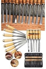 13Parça Profesyonel Ahşap Oyma Kesme İskarpelalar Oyma Keski Paket + Tokmak