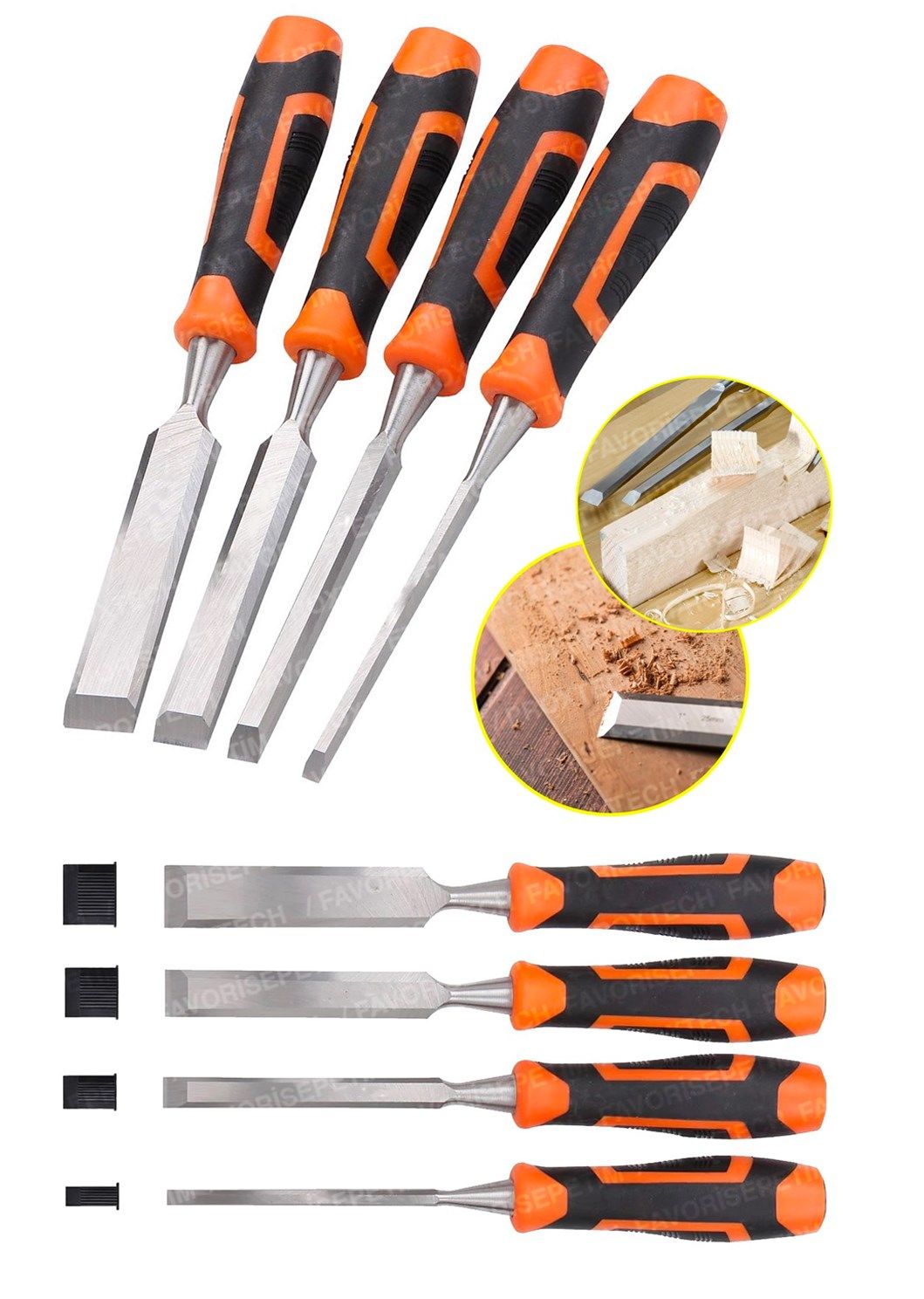 Yeni Nesil Yüksek Kalite  4 Parça Profesyonel İskarpela Set Kaydırmaz Saplı Oyma (25-20-18-10 )Seti