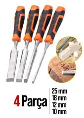 Yeni Nesil Yüksek Kalite  4 Parça Profesyonel İskarpela Set Kaydırmaz Saplı Oyma (25-20-18-10 )Seti