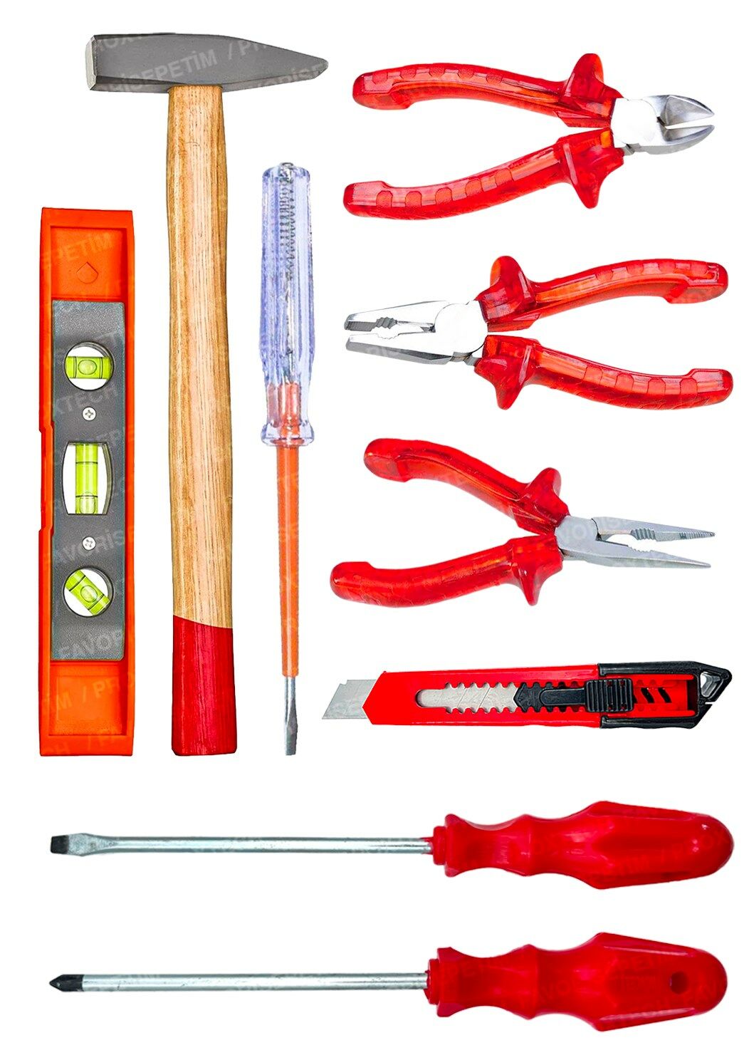 PROX 8 Parça Yankeski karkaburun Pense Kontrol Kalemi Yıldız Ve Düz Tornavida Bant   Tamirci Set