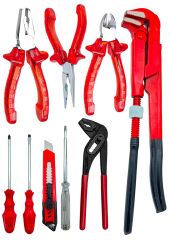 PRO 9 Parça Yankeski Karkaburun Pense Maşalı Boru Anahtarı Yıldız Ve Düz Tornavida 9 Tamirci Seti