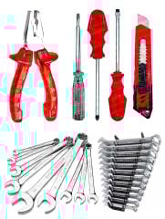 17 Parça Krom Çelik 12 Kombin Anahtar Takım  Pense,Tornavida Kontrol Kalemi Ful set