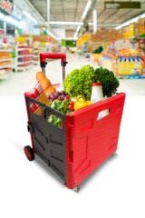 Yükseklik Ayarlı Katlanabilir Tekerlekli Avm Süpermarket Alışveriş Sepeti  Bagaj  Sandık Arabası