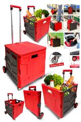 Yükseklik Ayarlı Katlanabilir Tekerlekli Avm Süpermarket Alışveriş Sepeti  Bagaj  Sandık Arabası