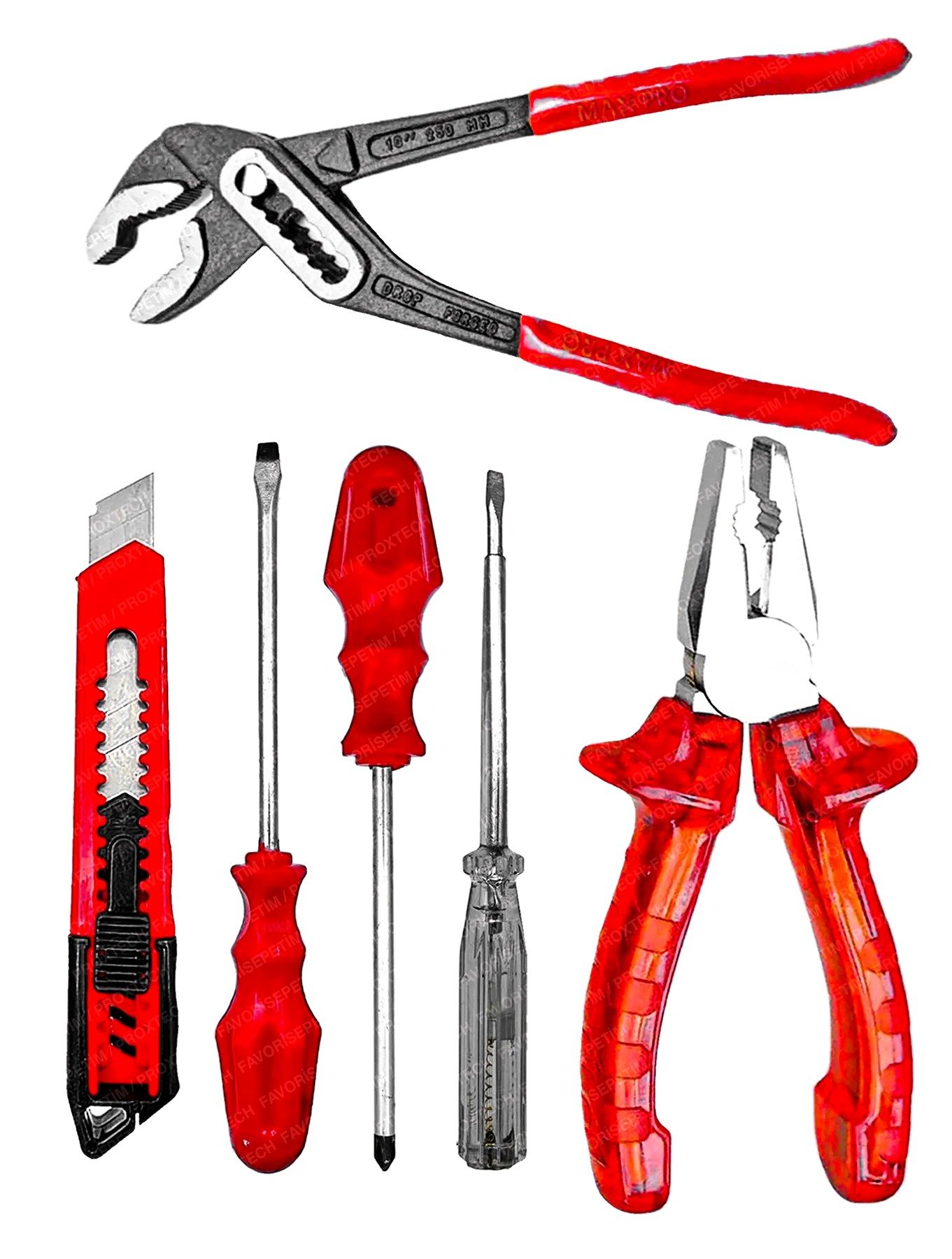 Yüksek Kalite Şeffaf Pense, Fort Pense, Kontrol Kalemi, Yıldız,Düz Falçata  6 Parça Set