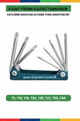 Yüksek Kaliteli 8 PRC Taşınabilir Katlanır Anahtar Torks Anahtar Alyan Tamir Kiti Çakı Takımı