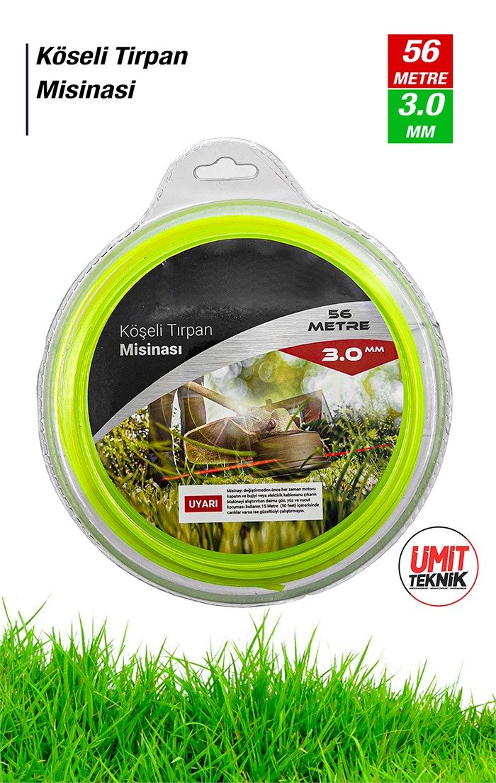 Çok Fonksiyonlu Köseli Tirpan Misinasi Motorlu Tırpan Ot Çim Biçme Universal Misine  56  Mt  3.0MM