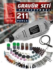 211PCS 450 Watt 6 Kademe Devir Ayarlı PVC Çantalı Hobi Gravür Seti Mini Taşlama  Esnek Şaft Hediye