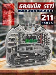 211PCS 450 Watt 6 Kademe Devir Ayarlı PVC Çantalı Hobi Gravür Seti Mini Taşlama  Esnek Şaft Hediye