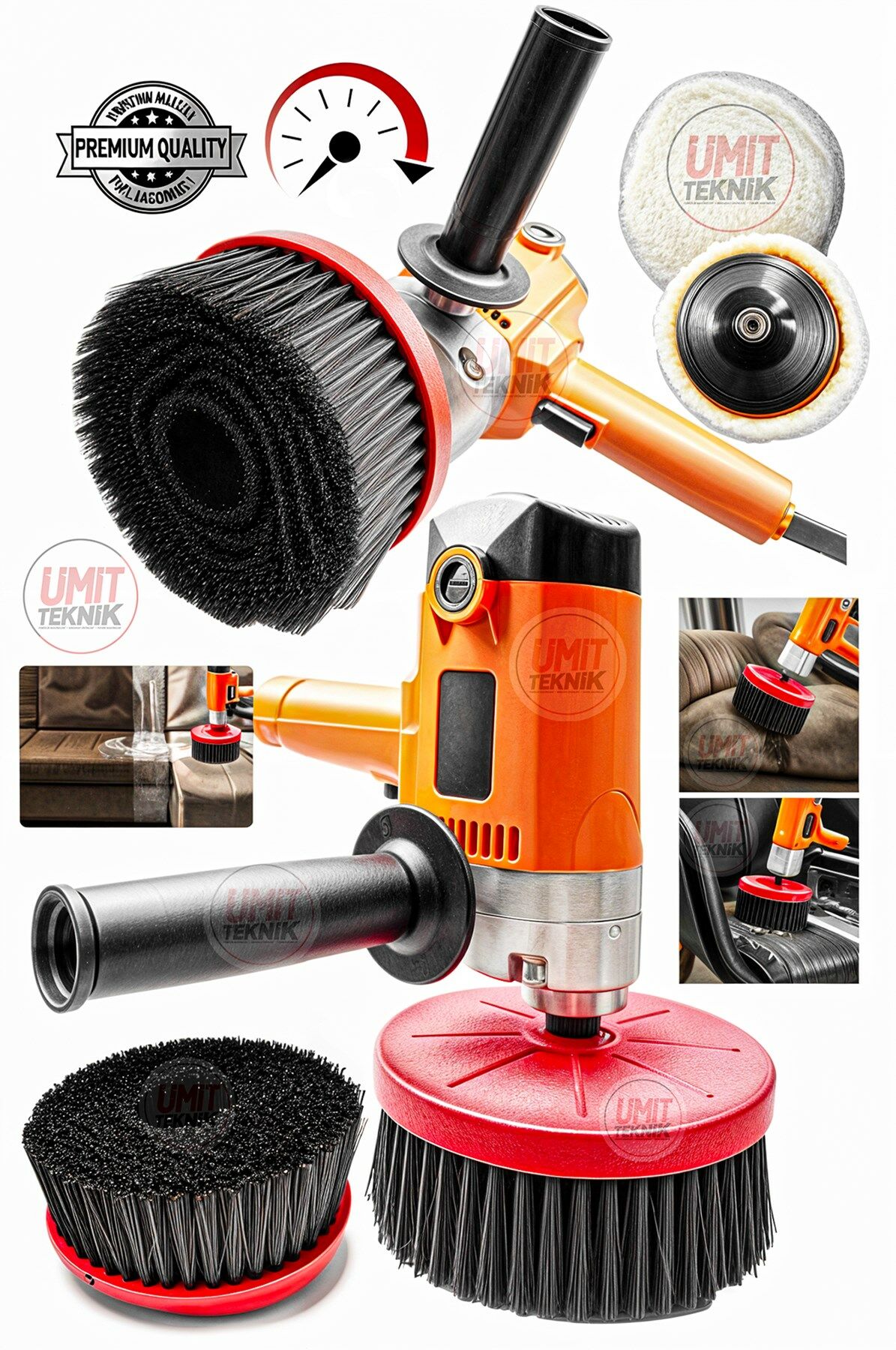 Premium Kalite Dikey Koltuk Fırçalama, Yıkama Cila Polisaj Makinesi Düz Fırça Set