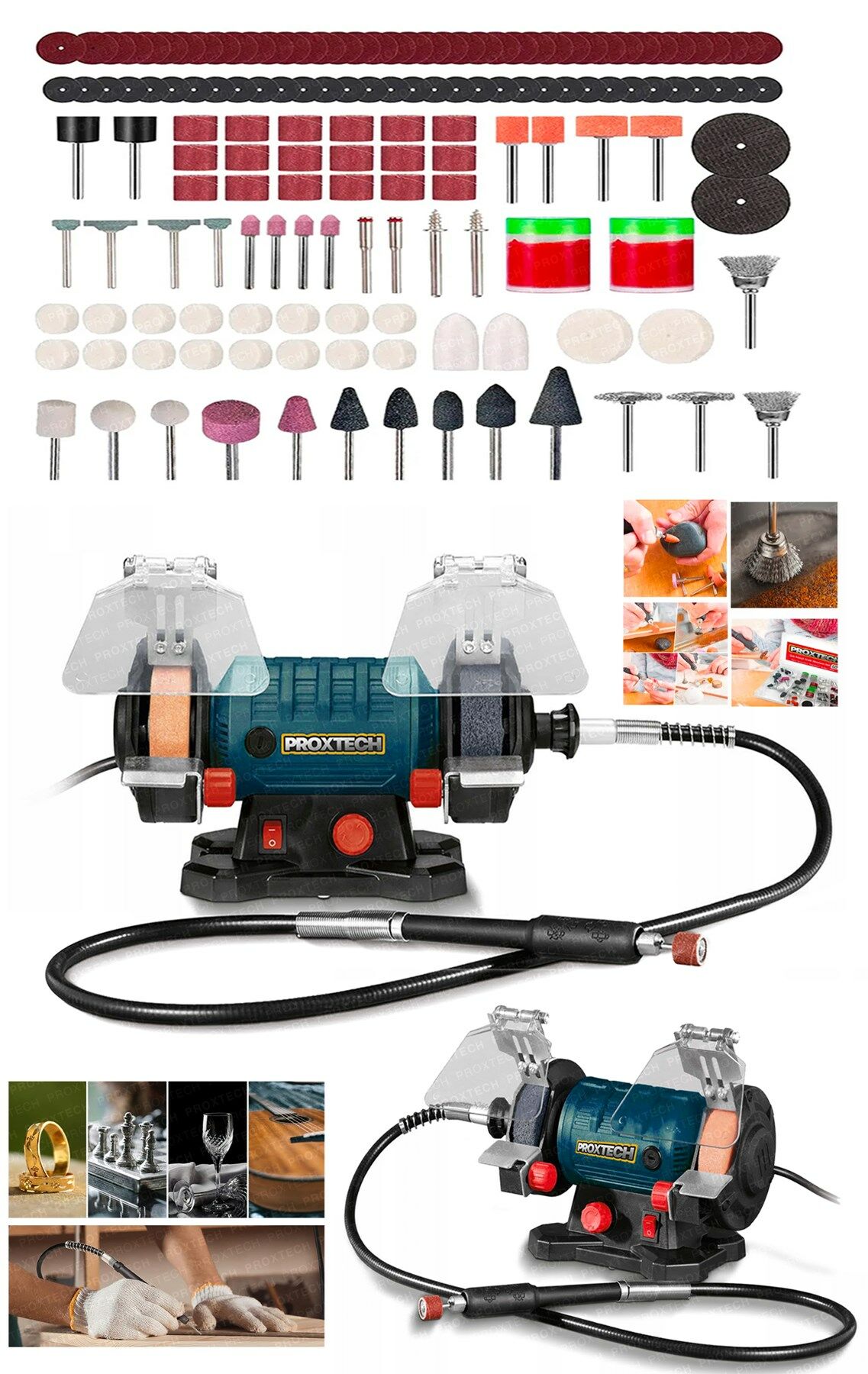 Premium Turbo Motorlu Çark Motoru Devirli Dramel  Zımpara Bileme Gravür 115PCS Oyma Taşlama Kiti