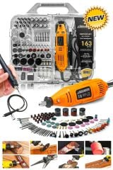 Pro 163 Parça Dramel 6 Devir Ayarlı PVC Çantalı Hobi Gravür Seti Mini Taşlama  Esnek Şaft Hediye