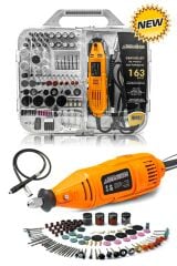 Pro 163 Parça Dramel 6 Devir Ayarlı PVC Çantalı Hobi Gravür Seti Mini Taşlama  Esnek Şaft Hediye