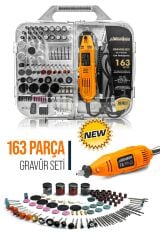 Pro 163 Parça Dramel 6 Devir Ayarlı PVC Çantalı Hobi Gravür Seti Mini Taşlama  Esnek Şaft Hediye
