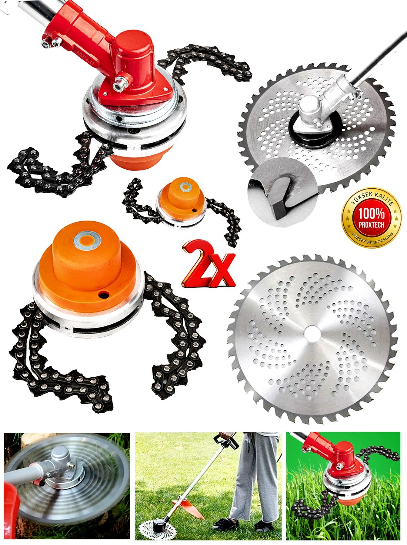 Pro Zincirli Tırpan Canavar Başlık Benzinli Tırpan 40Diş 255X25,4x40T Elmas Testere 2li Set