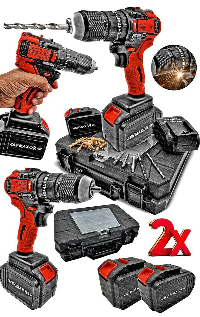 Profesyonel Darbeli Yüksek Tork Kömürsüz Bakır Motor, Güçlendirilmiş Vidalama Matkap Pro Set