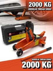 Profesyonel Yüksek Kalite 2 Ton Arabalı Tekerlekli Hidrolik Kriko Plastik Taşıma Çantalı Kriko