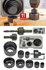 11 Parça Alçıpan Tavan Kesme Boyut Daire Set Kartopiyer Ağaç Kesme Testere  Panç Matkap Ucu Takımı