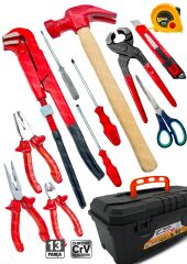 13 PCS Full Takı El Aleti Kiti Pense Kombin,3 Metre,MaşalıboruAnahtarı,Yıldız,Düz,Çekiç Tamir Kit