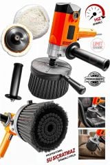 Profesyonel Dikey DevirAyarlı Koltuk Halı Fırçalama,Pasta Cila Polisaj Makinesi Su Sıçratmaz Fırça