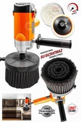 Otomatik Hız Ayarlı Dikey Pasta Cila Polisaj Makinesi Koltuk Halı Fırçalama, Su Sıçratmaz Fırça Set