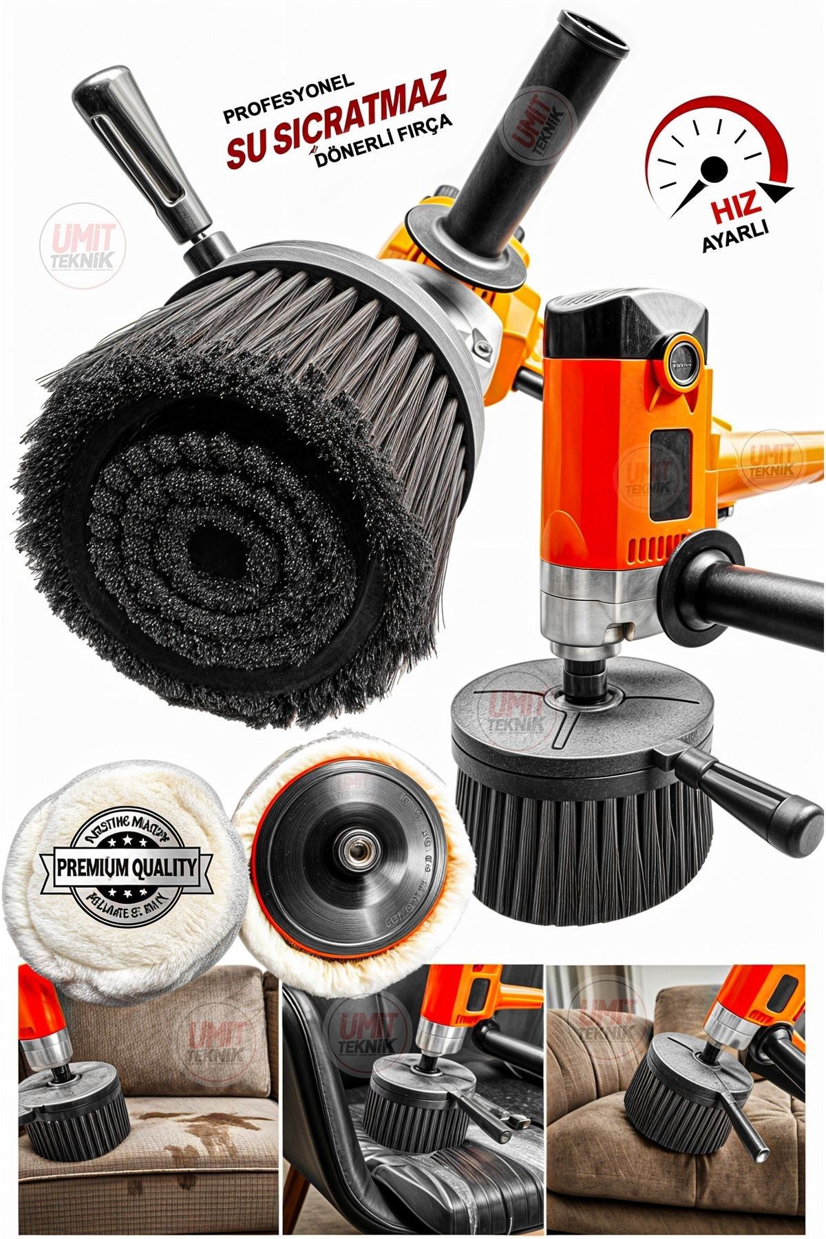 Su Sıçratmaz Fırça Yüksek Mikron Premium Kalite Dikey Koltuk Fırçalama, Yıkama Cila Polisaj Makinesi