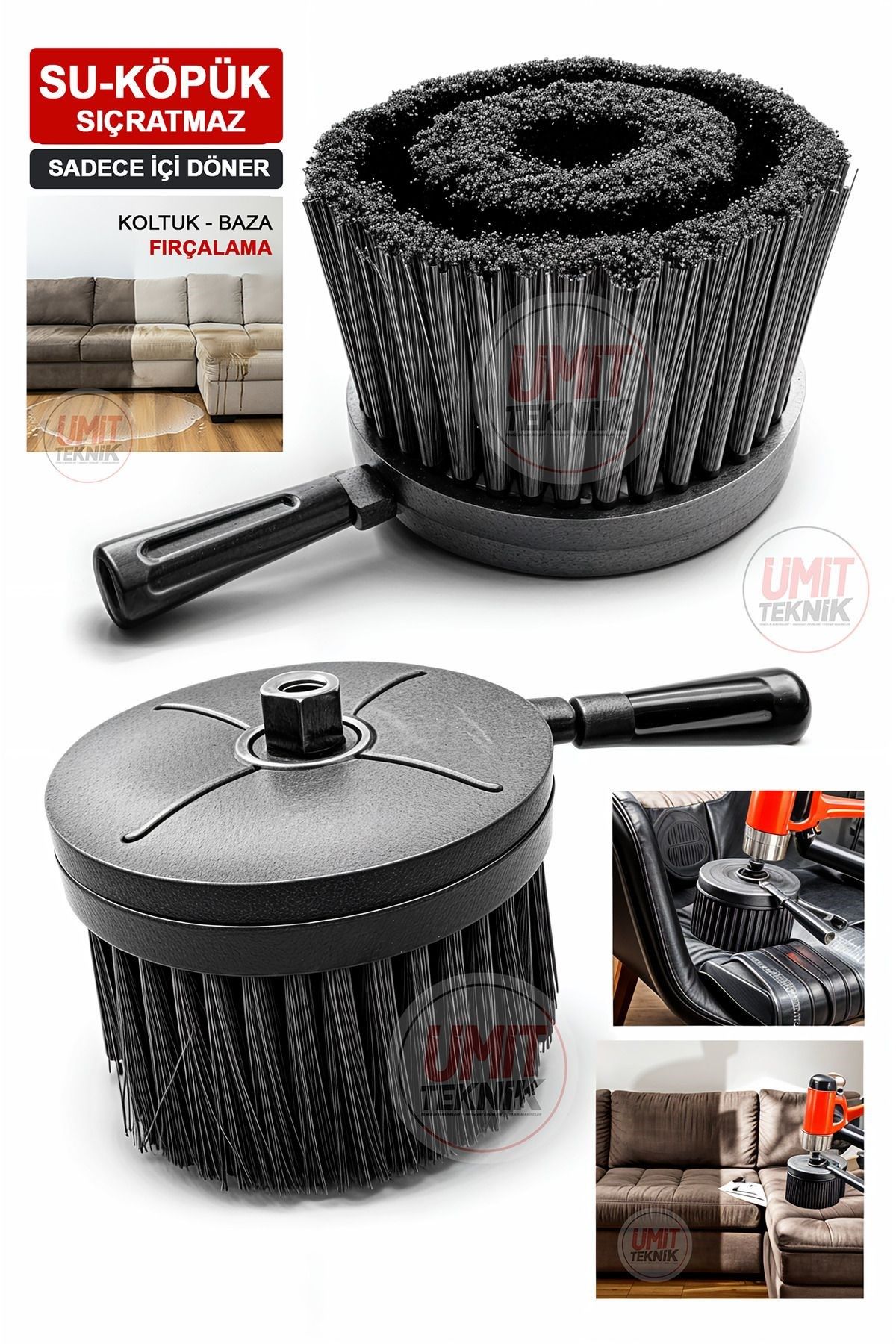 Pro Seri Yüksek Mikron Su Sıçratmayan Yumuşak Koltuk Halı  Oto Kuaför Yıkama Polisaj Fırçası