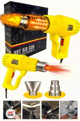 PremiumSeri Profesyonel Bakır Sargılı 2 Kademeli  Isı Ayarlı Sıcak Hava Üfleme Tabancası Set