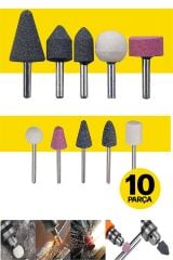 Hobi Gravür Dremel Taşlama Ucu Mini Metal Ahşap Oyma Seti Parlatma Çapak Alma 10 Parça Matkap Uyumlu