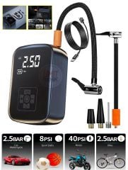 Dijital Taşınabilir Kablosuz Hızlı Lastik Şişirici PowerBank Akü Şarj Işıklı Hava Kompresörü