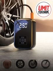 Dijital Taşınabilir Kablosuz Hızlı Lastik Şişirici PowerBank Akü Şarj Işıklı Hava Kompresörü