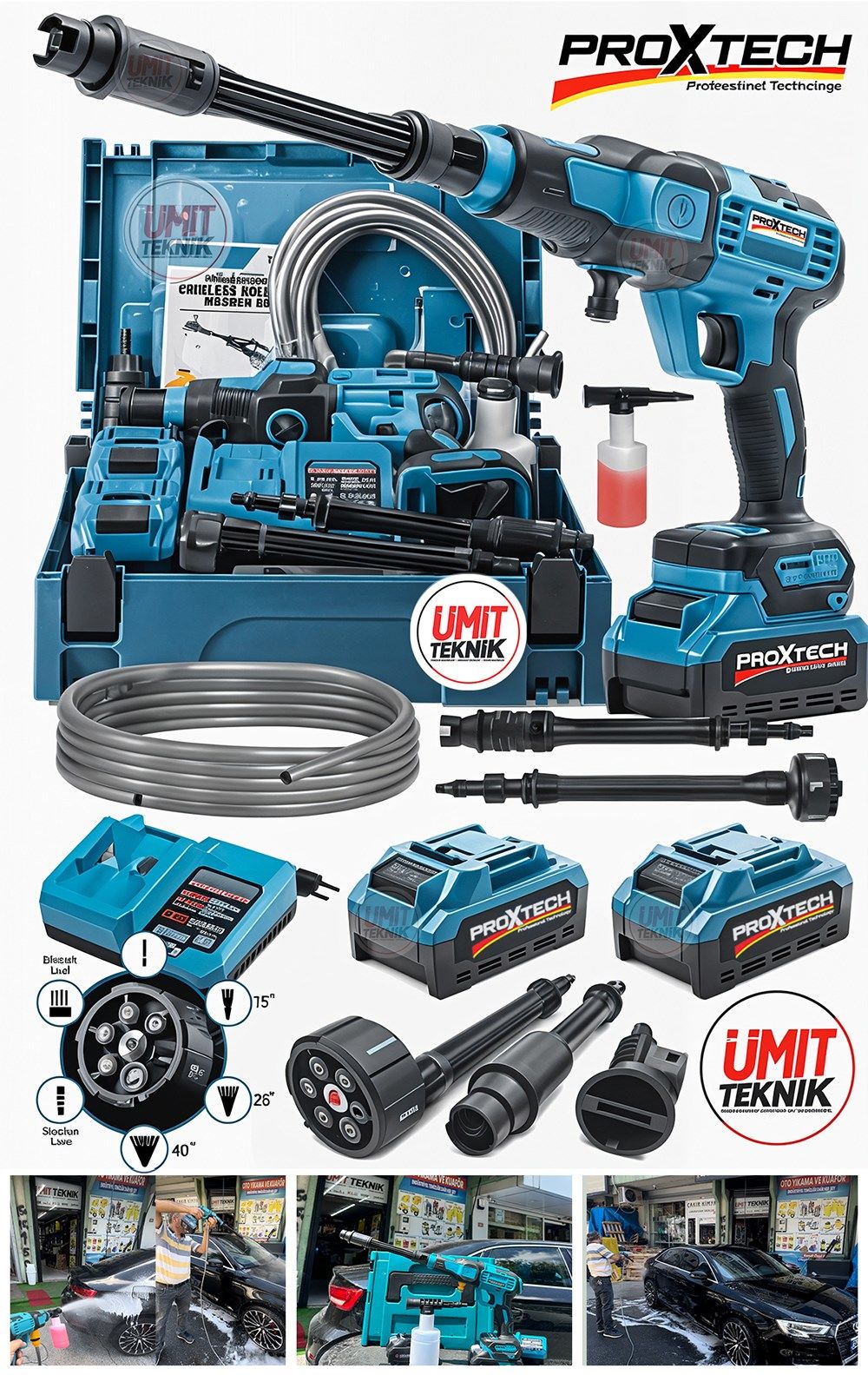 Profesyonel Yükse kbar 10Pilli  Kömürsüz Şarjlı Oto Yıkama Makinesi Çift Akülü Bahçe Yıkama Makinasi